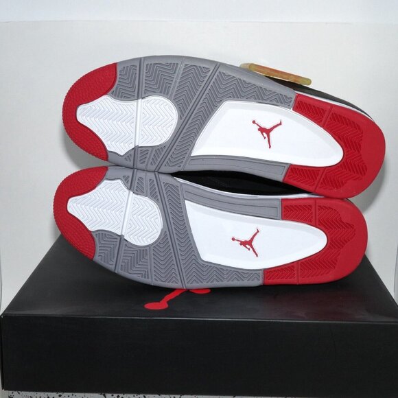 Nike Air Jordan 4 Retro 2012 Bred 308497-089 Black Cement Grey Fire Red US 11.5 - Picture 11 of 12
